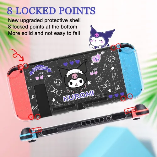 Vista 5 de DLseego Little Troublemaker - Funda protectora con interruptor de purpurina de conejo transparente de demonio acoplable antiarañazos, carcasa dura