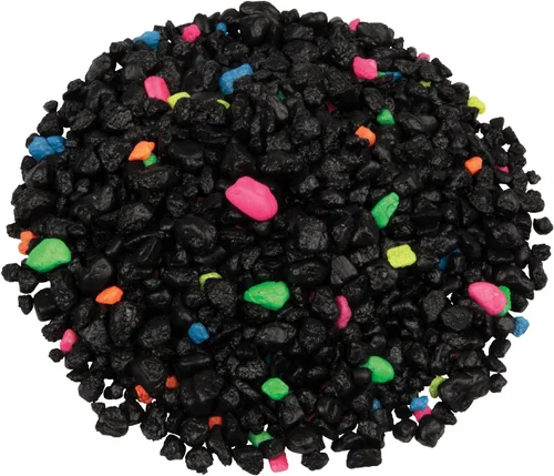 Vista 2 de GloFish Grava para acuario, grava para pecera, negra con detalles fluorescentes, complementa GloFish Tanks, bolsa de 5 libras Negro con reflejos