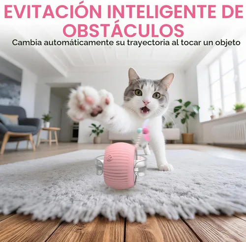 Vista 6 de Pelota interactiva para gatos, bolas rodantes inteligentes activas, juguetes automáticos para gatitos, con cola de malla elástica, recargable, bola