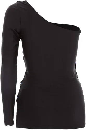 Vista 6 de Womens Asymmetrical Color-Change Sequin Dance Costume Top