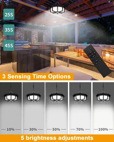 Vista 4 de AEQ Luz Solar para Cobertizo Interior Exterior 288LED Iluminación 360° Luces Solares que Funcionan de Día con Control Remoto, Luces Solares