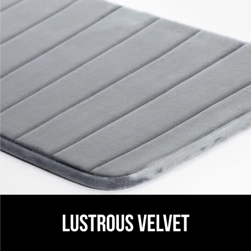 Vista 8 de GORILLA GRIP Juego de alfombras de baño de espuma viscoelástica a rayas, juego de contorno incluye alfombra de baño de 30 x 20 pulgadas y tapete