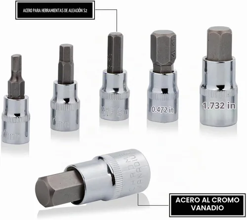 Vista 2 de Juego de llaves hexagonales Premium S2 de acero de aleación Kit de 13 piezas métricas 2mm - 14mm de llaves Allen