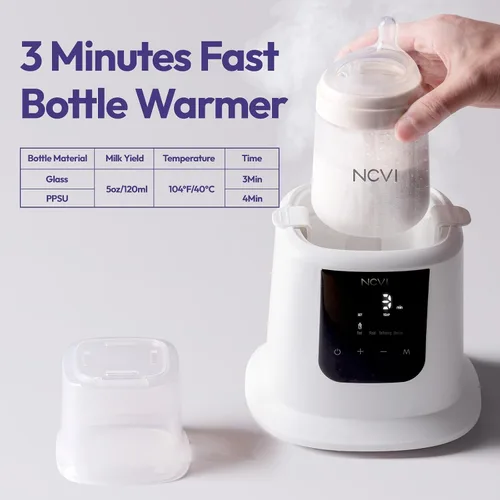 Vista 2 de NCVI Calentador de leche para bebé, calentamiento rápido de 3 minutos, 8 en 1, calentador de bolsas de leche materna para bebés con temporizador