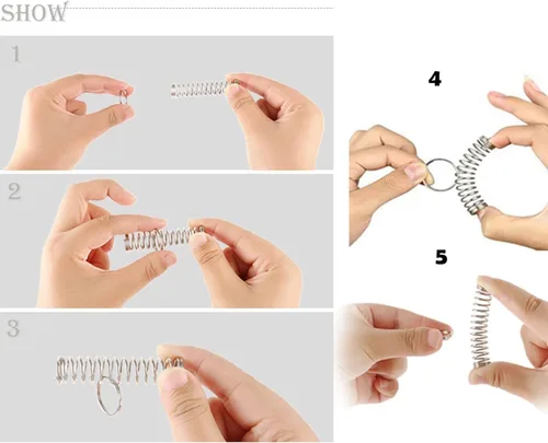 Vista 3 de MilesMagic Primer plano clásico Spring Puzzle Gimmick Anillo de mago en Silver Spring Truco de magia real de burlas del cerebro