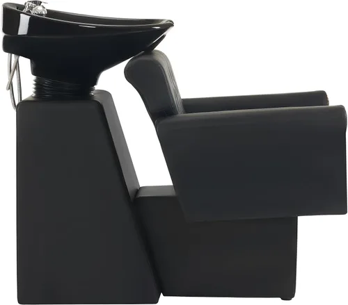 Vista 7 de BarberPub Silla de estación de champú negra para estilista, champú retrolavado de cerámica y juego de sillas para salón, salón en casa, barbería 9104