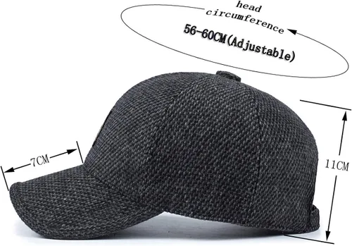 Vista 3 de MRACSIY Gorra de béisbol de invierno para hombre para circunferencia de la cabeza 220-236in
