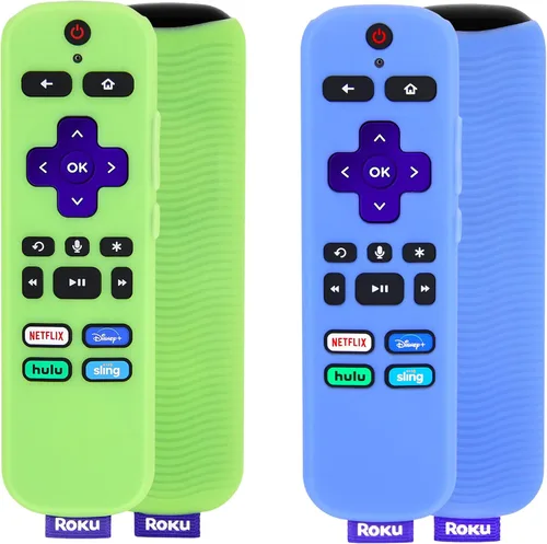 Vista 10 de Pinowu - Funda protectora de silicona compatible con el control remoto de voz Roku, antideslizante a prueba de golpes, compatible con el mando a