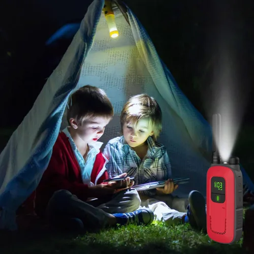 Vista 5 de Radioddity FS-T3 Walkie Talkies para adultos y niños de largo alcance, paquete de 4 unidades de radio bidireccional recargable Walky Talky FRS, 22