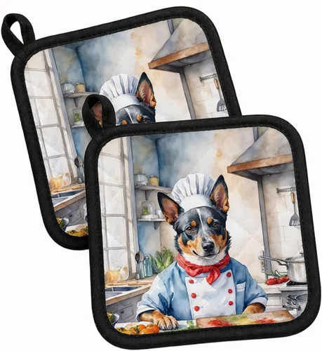 Vista 111 de Caroline's Treasures Coton de Tulear El Chef Par de Agarraderas de Ollas de Cocina Resistentes al Calor Juegos de Agarraderas de Ollas Almohadillas