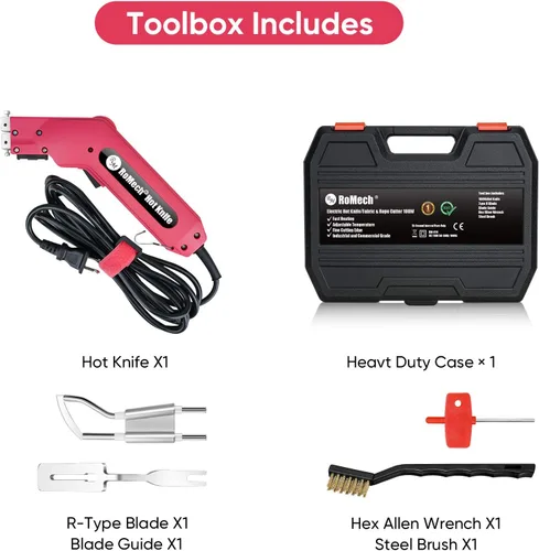 Vista 9 de ROMECH Cortador de tela cortador de cuerda-Pro Electric Hot Knife+Piezas de repuesto (cuchilla R)