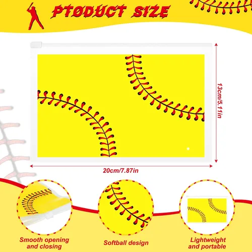Vista 2 de Sweetude 50 bolsas de maquillaje de sóftbol a granel EVA impermeable bolsas de cosméticos deportivos regalos de sóftbol regalos de fiesta de sóftbol