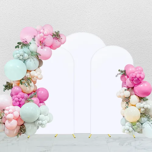 Vista 11 de Fundas de arco elásticas de 6 pies, color beige, para bodas, cumpleaños, baby shows, fiestas, banquetes