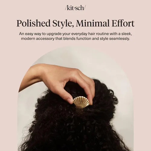 Vista 8 de Kitsch Horquilla francesa para mujer, accesorios para el cabello dorado con Concha de almeja