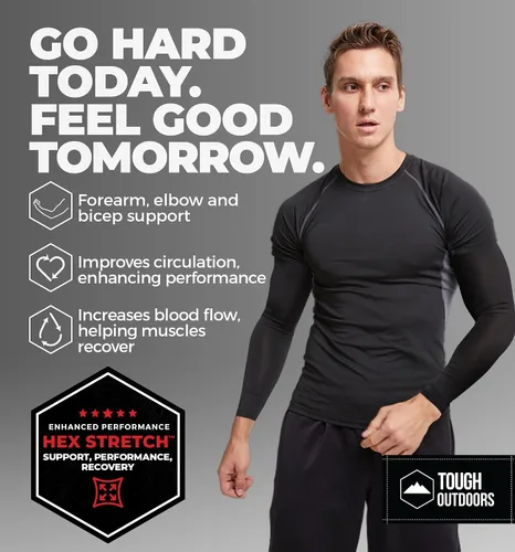 Vista 2 de Tough Outdoors Mangas deportivas de compresión para hombres y mujeres, para jóvenes, niños, baloncesto, tiro de fútbol, béisbol