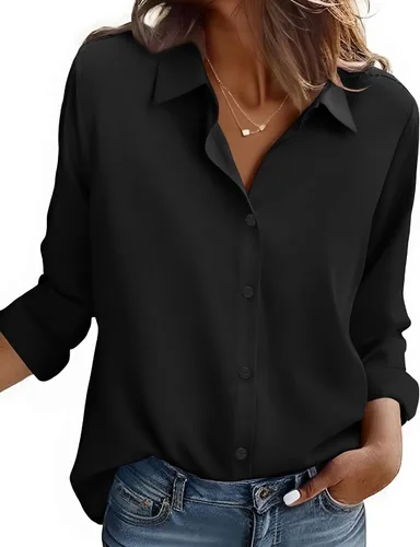 Vista 21 de ZEAGOO Camisa de manga larga con botones para mujer, blusas con estampado floral, trajes de trabajo casuales de negocios, tallas S-XXL