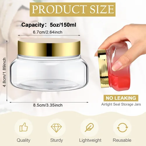 Vista 2 de Mumufy 60 tarros de plástico con tapas, recipientes redondos vacíos de viaje para cremas, tarros cosméticos recargables para lociones, exfoliante