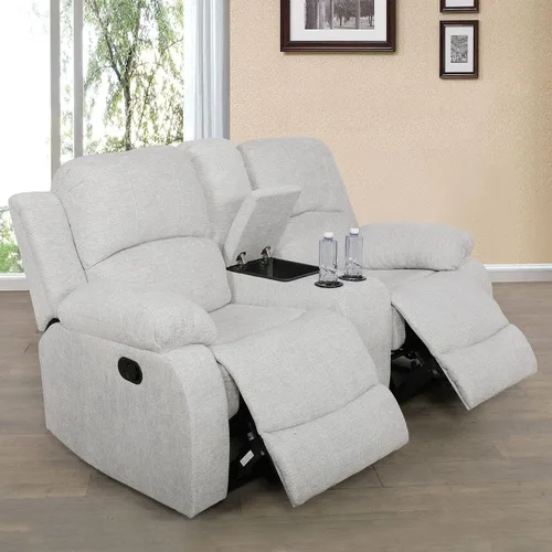 Vista 28 de Juego de sala de Estar reclinable de 3 piezas, juego de sofá reclinable Manual para conjunto de muebles de sala de Estar, con consola de Rojo