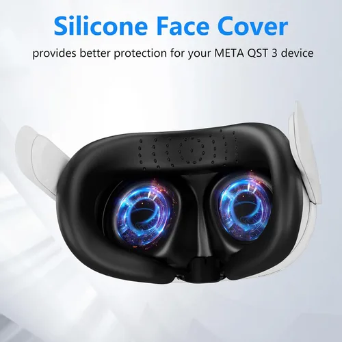Vista 2 de JDDWIN Silicone VR Headset Face Pad Cover Compatible with Meta Oculus Quest 3, Soft & Smooth Facial Interface Cushion Skin Accessories Anti-Sweat