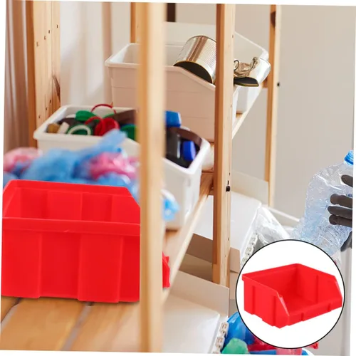 Vista 6 de DOITOOL Cajas de cajas de plástico con tapas, cubos de almacenamiento pequeños, cubos de almacenamiento apilables montados en la pared rojos