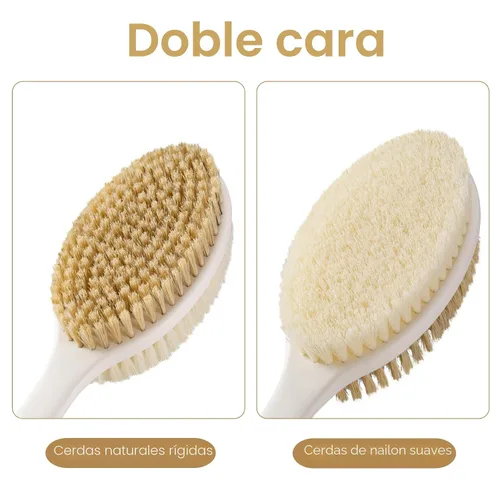 Vista 3 de Backski Limpiador corporal antideslizante para ducha, cepillo de ducha de mango largo con cerdas rígidas y suaves, limpiador de espalda exfoliante