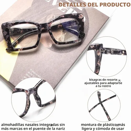 Vista 5 de Paquete de 4 lentes de lectura multifocales progresivos para mujeres, estilo Oprah, bloqueo de luz azul, lectores de computadora