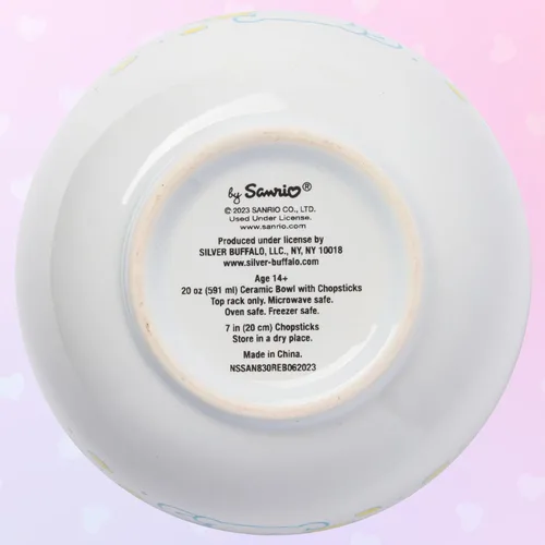 Vista 92 de Silver Buffalo Hello Kitty y sus amigos Chococat - Tazón de cerámica para ramen y arroz con palillos, patrón a cuadros, apto para microondas, 20