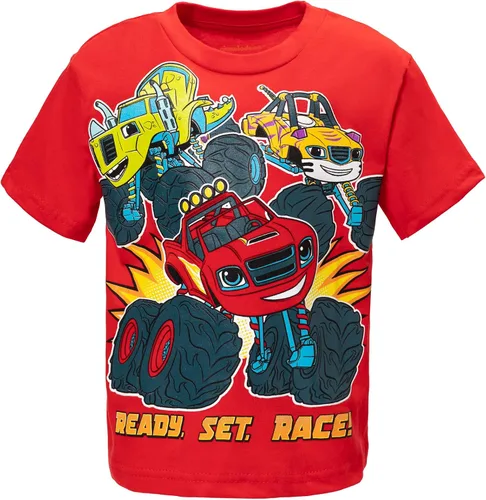 Vista 2 de Blaze and the Monster Machines Stripes Zeg Blaze - Camiseta sin mangas y pantalones cortos para bicicleta, conjunto de 3 piezas de felpa francesa