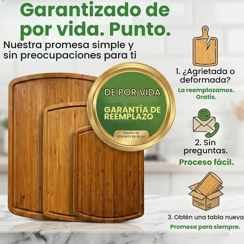 Vista 6 de Juego de 3 tablas de cortar de bambú de lujo con tecnología de resistencia de grano vertical carbonizada, tablas de cortar de madera extra grandes