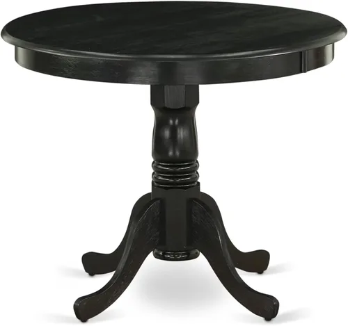 Vista 3 de East West Furniture ANSI3-ABK-21 - Juego de comedor de 3 piezas que contiene una mesa de cocina redonda con pedestal y 2 sillas de comedor Parson