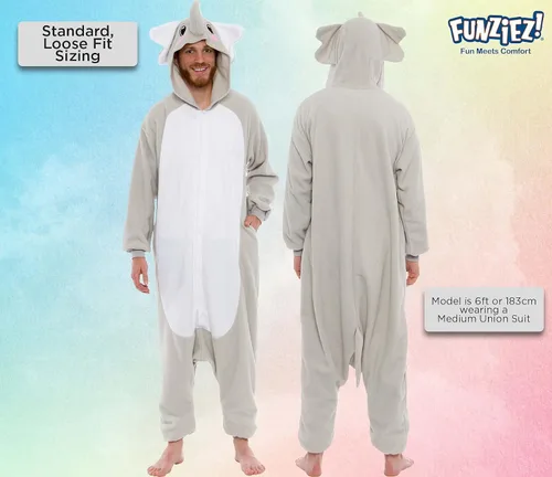 Vista 3 de Adult Onesie Halloween Costume - Animal and Sea Creature - Plush One Piece Cosplay Suit for Adults, Women and Men FUNZIEZ!