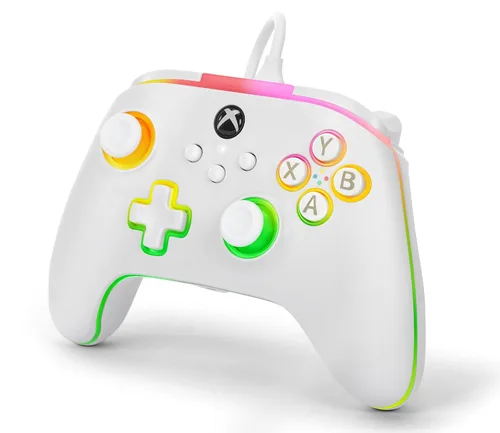 Vista 4 de PowerA Advantage Wired Controller for Xbox Series XS with Lumectra - White, gamepad, wired video game controller, gaming controller, works with Xbox