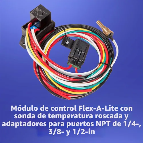 Vista 5 de Flex-A-Lite Controlador de ventilador eléctrico compacto y ajustable y kit de relé con sonda de temperatura roscada, controlador de ventilador