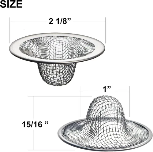 Vista 2 de Paquete de 6 - 2.125" Superior / 1" Cesta - Colador de Desagüe de Malla para Fregadero Atrapa Cabellos para Fregadero de Baño, Utilidad, Fregadero