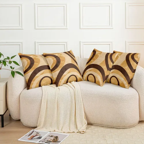 Vista 7 de Paquete de 4 fundas de almohada decorativas geométricas, juego de fundas de cojín cuadradas geométricas para sofá, dormitorio, sala de estar, línea