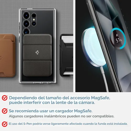 Vista 7 de Spigen Ultra Hybrid Metal Ring MagFit Diseñado para Funda Galaxy S24 Ultra (2024) [Protección de Grado Militar] Compatible con MagSafe - Blanco