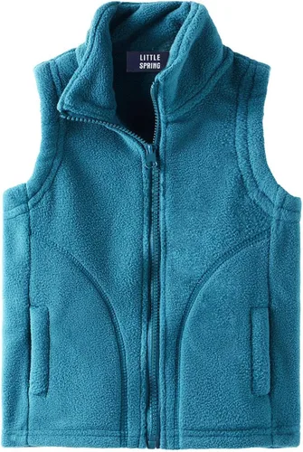 Vista 24 de LittleSpring Boys Girls Fleece Vest Sleeveless Jacket Full-Zip Fall Winter Warm Outerwear Negro
