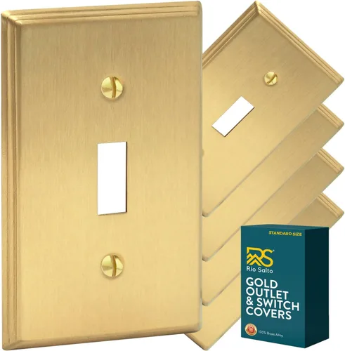 Vista 22 de Rio Salto BRASS Deco Collection - Placa de pared ciega de metal dorado de tamaño estándar, cubierta de salida resistente a la corrosión