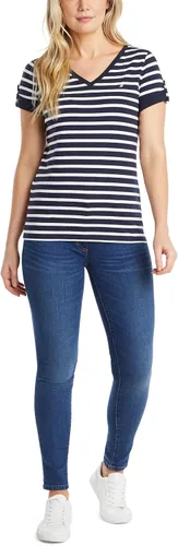 Vista 2 de Nautica Camiseta de algodón elástico súper suave con cuello en V para mujer