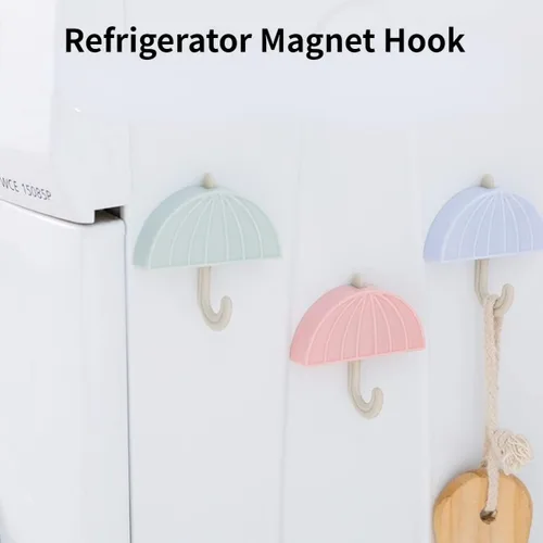 Vista 3 de Paquete de 3 ganchos magnéticos coloridos, ganchos magnéticos resistentes para refrigeradores, gancho magnético para colgar, llaves, casilleros