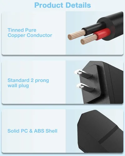 Vista 3 de Aclorol Fuente de alimentación de 5V 2A AC 100-240V a DC Adaptador de corriente de conmutación DC 5Volt 2A 10W Convertidor de alimentación universal
