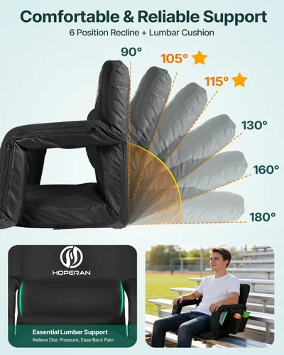Vista 5 de HOPERAN Massage Heated Stadium Seats for Bleachers, Dual Control, Portable