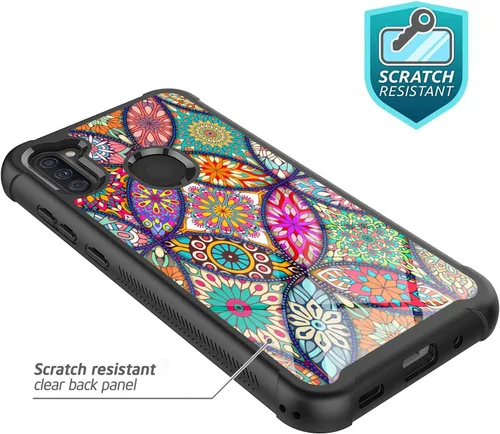 Vista 2 de Rosebono - Funda compatible con Samsung Galaxy A21, delgada híbrida de doble capa a prueba de golpes, cubierta dura a prueba de golpes, linda funda