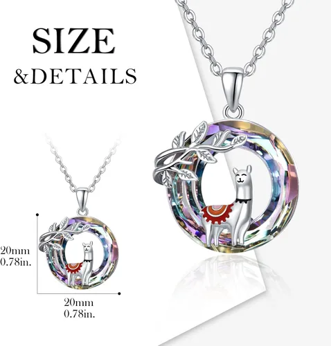 Vista 4 de Dreamboat Alpaca Pendant Necklace Llama Necklaces Sterling Silver Crystal Heart Necklaces for Women Mama Necklace Animal Necklace Mother Daughter
