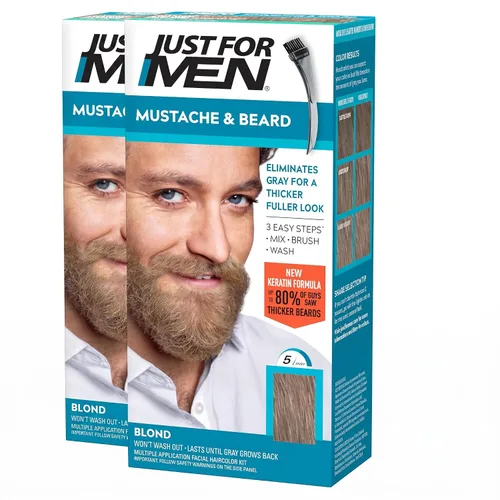 Vista 30 de Just For Men - Tinte para bigote y barba, tinte para barba para hombres con cepillo, incluye queratina, biotina, aloe vera y aceite de coco