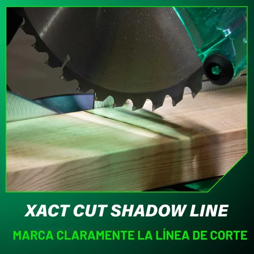 Vista 6 de Metabo HPT Sierra ingletadora compuesta de un solo bisel de 10 pulgadas, sierra de potencia de 15 amperios con línea de sombra de corte Xact