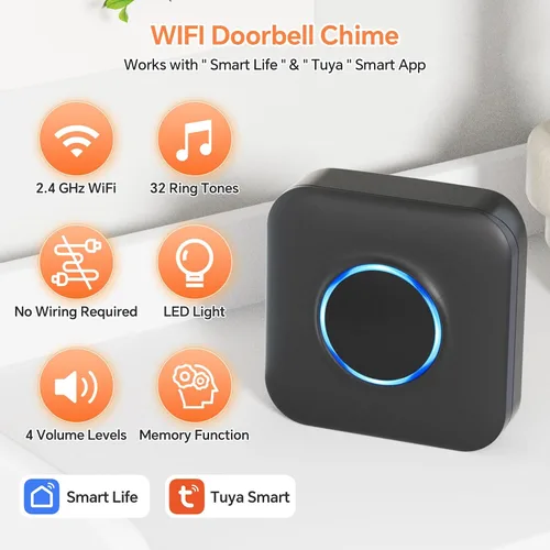 Vista 5 de Timbre inalámbrico WiFi para Google Nest, Ring, Blink - Paquete de 2