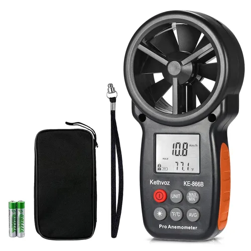 Vista 9 de Anemómetro digital Bluetooth, medidor de velocidad de viento de mano Kethvoz con registrador de datos, velocidad de flujo de aire de 0.3 ~ 98.4 ft/s
