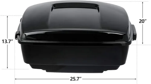 Vista 6 de Respaldo de Maletero de Equipaje King Tour Negro Brillante con Placa de Rack de Montaje Compatible con Harley Modelos Touring 2014-2025 Road Glide