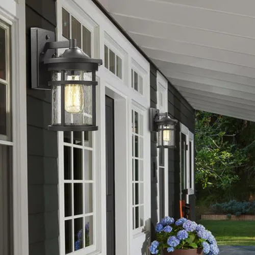 Vista 9 de Iluminación de pared al aire libre del anochecer al amanecer, linterna de pared al aire libre con sensor, luz de pared exterior antioxidante